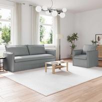Sofa 2 pcs Šviesiai pilka 196 x 82 x 85 cm audinys
