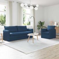 Sofa 2 pcs Mėlyna 196 x 82 x 85 cm audinys