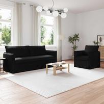 Sofa 2 pcs Juoda 196 x 82 x 85 cm audinys