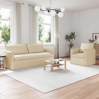 Sofa 2 pcs Kreminė 196 x 82 x 85 cm audinys