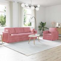 Sofa 2 pcs Rožinė 228 x 78 x 80 cm Aksomas