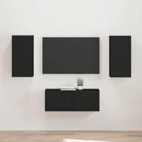 TV spintelių komplektas 2 pcs Juoda Apdirbta mediena