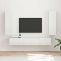 TV spintelių komplektas 3 pcs Aukštai blizganti balta