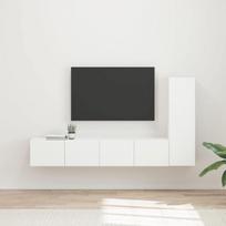 TV spintelių komplektas 3 pcs Balta Apdirbta mediena