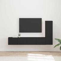 TV spintelių komplektas 3 pcs Juoda Apdirbta mediena