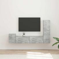 TV spintelių komplektas 4 pcs Betono pilka Apdirbta mediena