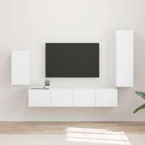TV spintelių komplektas 4 pcs Balta Apdirbta mediena