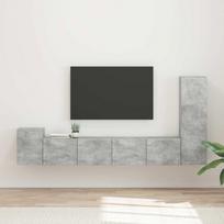 TV spintelių komplektas 3 pcs Betono pilka Apdirbta mediena