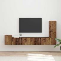 TV spintelių komplektas 3 pcs Senas medis Apdirbta mediena