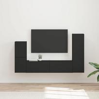 TV spintelių komplektas 4 pcs Juoda Apdirbta mediena