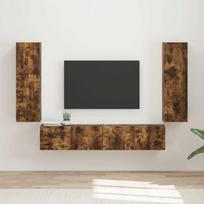 TV spintelių komplektas 4 pcs Rūkyta ąžuolas Apdirbta mediena