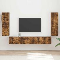 TV spintelių komplektas 4 pcs Rūkyta ąžuolas Apdirbta mediena