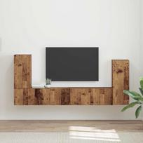 TV spintelių komplektas 4 pcs Senovinis medis Apdirbta mediena