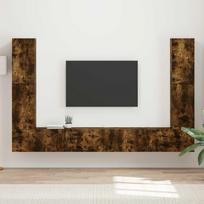 TV spintelių komplektas 8 pcs Rūkyta ąžuolas Apdirbta mediena