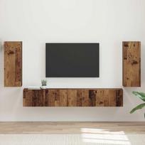 TV spintelių komplektas 4 pcs Senas medis Apdirbta mediena
