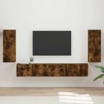 TV spintelių komplektas 4 pcs Rūkyta ąžuolas Apdirbta mediena