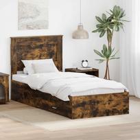 Lovos rėmas su stalčių Rūkyto ąžuolo ir sidabro 75 x 190 cm