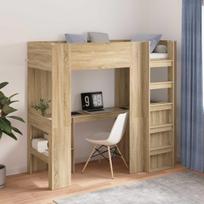Dviaukštės lovos rėmas su stalu Sonoma ąžuolas 75 x 190 cm