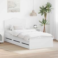 Lovos rėmas su stalčių Balta 75 x 190 cm Inžinerinė mediena