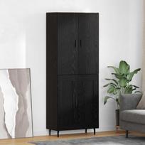 Aukštas spintelė 2 pcs juoda ąžuolo