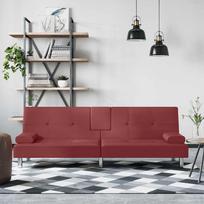Sofa-lova su puodelių laikikliais, raudonojo vyno, dirbtinė oda