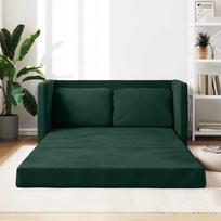 Grindų sofa-lova, 2-1, tamsiai žalia, 122x204x55cm, aksomas