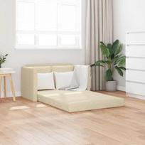 Grindų sofa-lova, 2-1, kreminės spalvos, 112x174x55cm, audinys