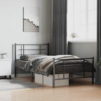 Lovos rėmas su galvūgaliu/kojūgaliu, juodas, 107x203cm, metalas