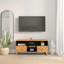 TV spintelė, ruda ir juoda, 100x33,5x46cm, mango masyvas