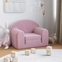 Vaikiška sofa-lova, rožinės spalvos, minkštas pliušas