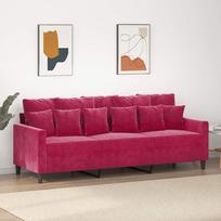 Trivietė sofa, raudonojo vyno spalvos, 180cm, aksomas