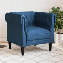 Chesterfield krėslas, mėlynos spalvos, audinys