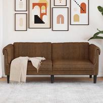 Dvivietė sofa, rudos spalvos, dirbtinė versta oda