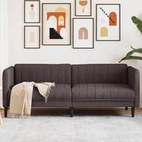 Trivietė sofa, tamsiai rudos spalvos, audinys