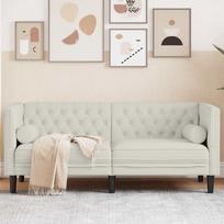 Dvivietė chesterfield sofa su pagalvėlėmis, kreminė, aksomas