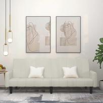 Dvivietė sofa-lova, kreminės spalvos, aksomas