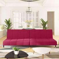 Dvivietė sofa-lova, raudonojo vyno spalvos, aksomas