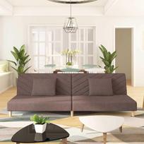 Dvivietė sofa-lova su dvejomis pagalvėmis, taupe, audinys