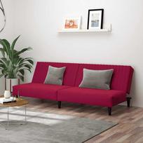 Dvivietė sofa-lova, raudonojo vyno spalvos, aksomas