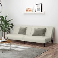 Dvivietė sofa-lova, kreminės spalvos, aksomas