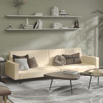 Dvivietė sofa-lova, kreminės spalvos, aksomas