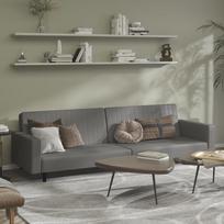 Dvivietė sofa-lova, pilkos spalvos, dirbtinė oda