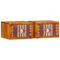 Šalia lovos spintelė su stalčių 2 pcs Ruda 35 x 30 x 22 cm