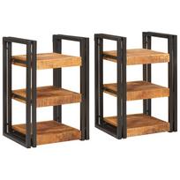 Naktinis staliukas 2 pcs Ruda ir juoda Kietas mango medis