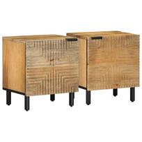 Spintelės prie lovos 2 vnt Ruda 40x33x46 cm medžio masyvo mango