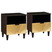 Šalia lovos spintelė 2 pcs Juodas ir auksinis 40 x 33 x 46 cm