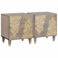 Naktinis staliukas su durelėmis 2 pcs Pilka 40 x 33 x 46 cm