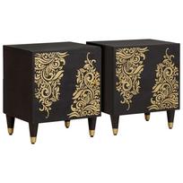 Naktinis staliukas su durelėmis 2 pcs Juoda 40 x 33 x 46 cm