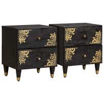 Šalia lovos spintelė su stalčių 2 pcs Juoda 40 x 33 x 46 cm