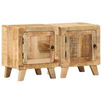 naktinė spintelė 2 vnt 40x32x46 cm medžio masyvo grubus mango
